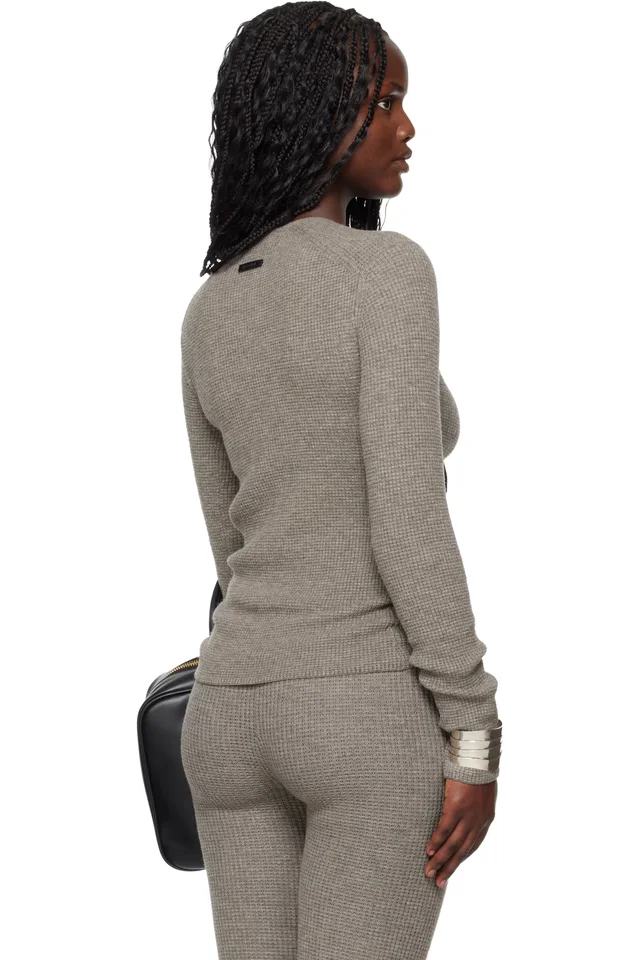 Fear of God ESSENTIALS Brown Holiday Waffle Long Sleeve T-shirt, photo 3 of 4 from SSENSE