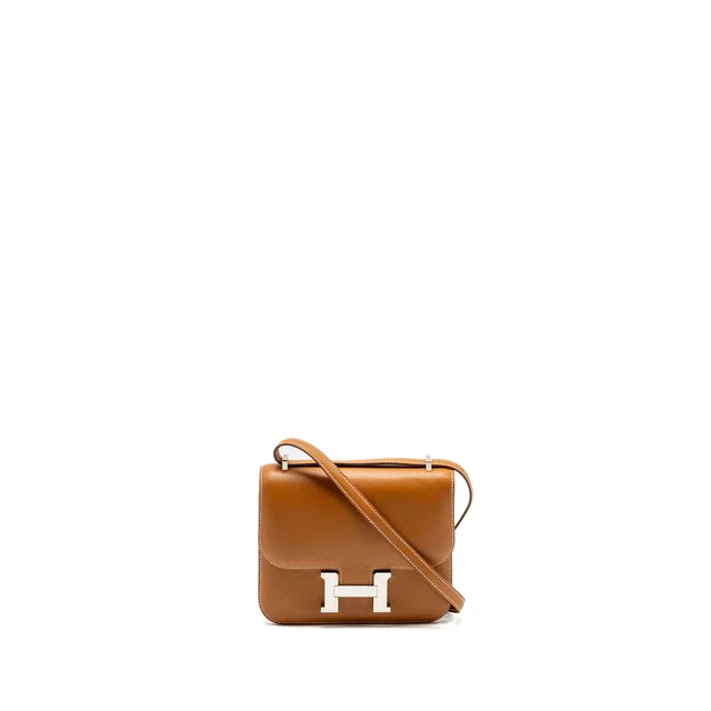 Hermès Mini Constance Epsom Gold SHW stamp A in Gold Epsom leather from EMIER