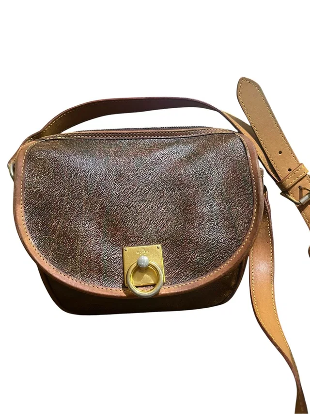 Etro Milano Paisley Vintage Coated Canvas And Leather Crossbody Saddle Authentic in gold|brown|red Coated canvas from Poshmark