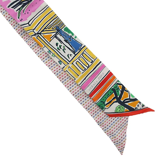 Hermès Twilly Twins EN LIBERTE! Freely! Rose/Blue/Vert Silk100% in Blue from GALLERY RARE, photo 2 of 2