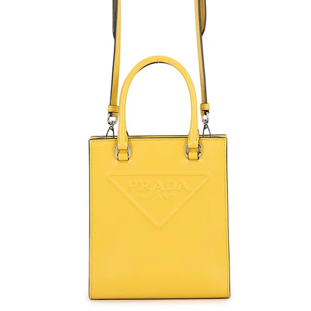 Prada Handbag Embossed Triangle Logo Mini Leather 2-Way in Leather from The Reluxe