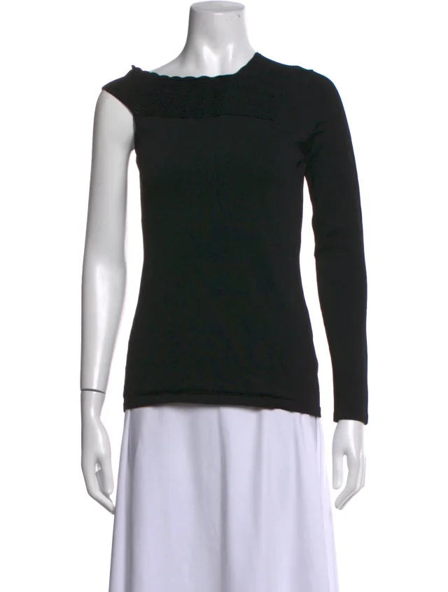 SIMKHAI Asymmetrical Long Sleeve Top in black from The RealReal