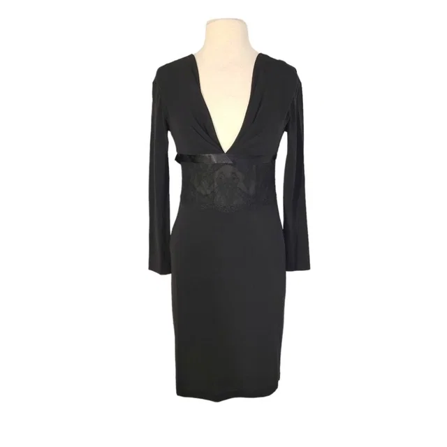 REDValentino V-Neck Sheer Waist Dress in black Nylon from Poshmark