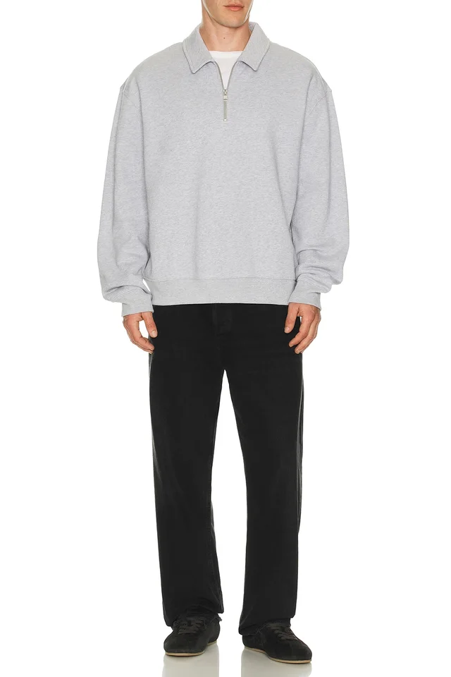 ALLSAINTS Milo Sweatshirt Polo in Light Grey Marl, photo 3 of 4 from REVOLVE (Canada)