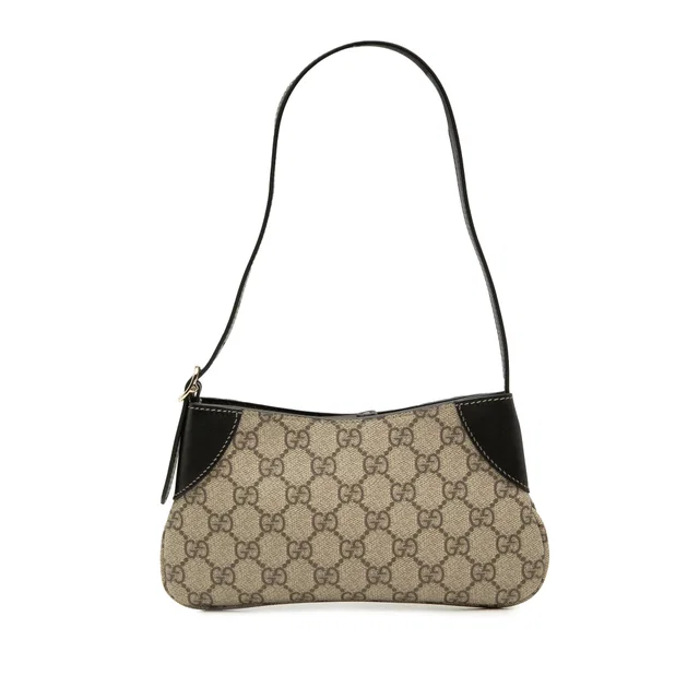Beige Gucci Small GG Supreme Emblem Shoulder Bag in Beige Coated canvas from Designer Revival