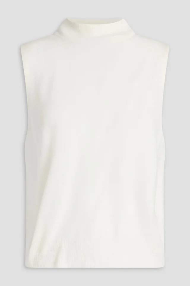 Vince Wool-Blend Mock-Neck Sleeveless Sweater in Midnight blue, photo 5 of 8 from THE OUTNET