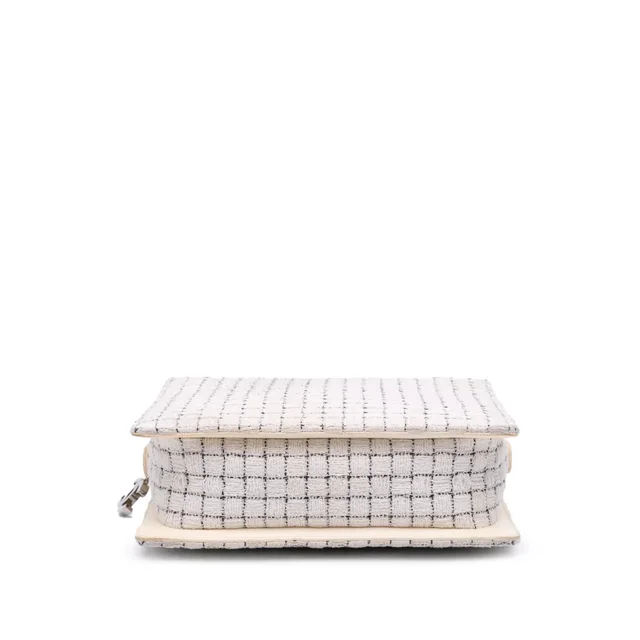 White Chanel Small Tweed and Resin Zipped Shopping Bag in White Tweed from Designer Revival, photo 2 of 2