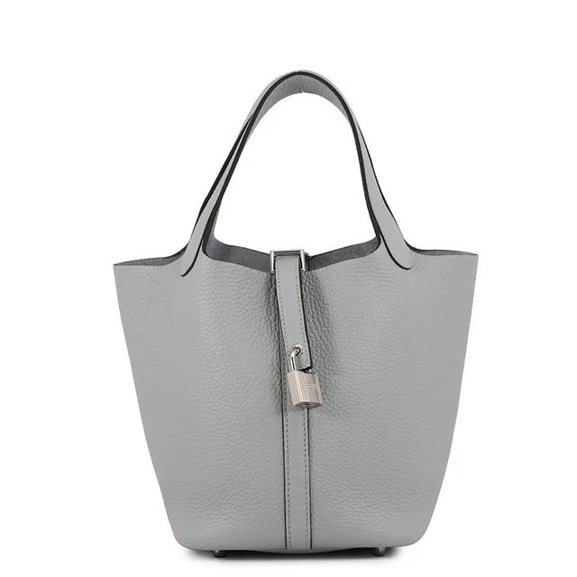 Hermès Picotin Lock Blue Gacier Taurillon Clemence Size PM in Blue Clemence leather from GALLERY RARE