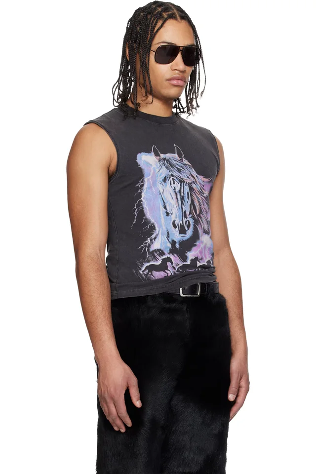 LU'U DAN Gray 'Year of the Horse' Sleeveless T-shirt, photo 2 of 4 from SSENSE