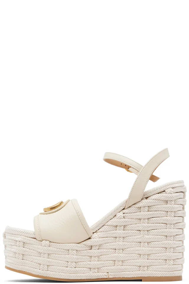 Valentino Garavani Off-White VLogo Signature Wedge Sandals, photo 3 of 4 from SSENSE