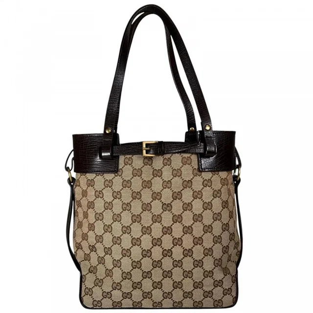 Gucci Handbag GG Canvas Brown Gold in Brown Canvas from The Reluxe