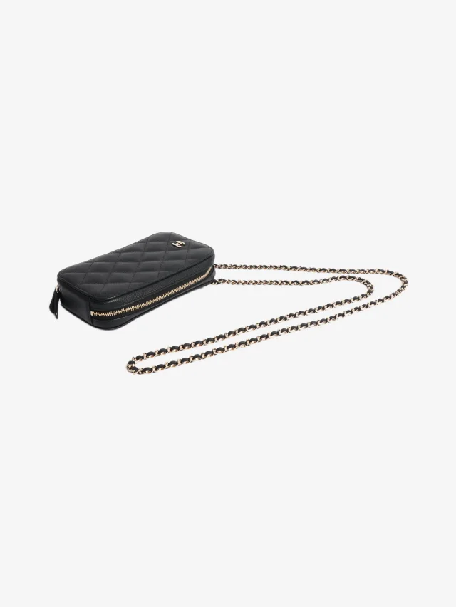 Chanel Black 2019 quilted phone holder in Black Caviar leather from Sign of the Times, photo 4 of 11