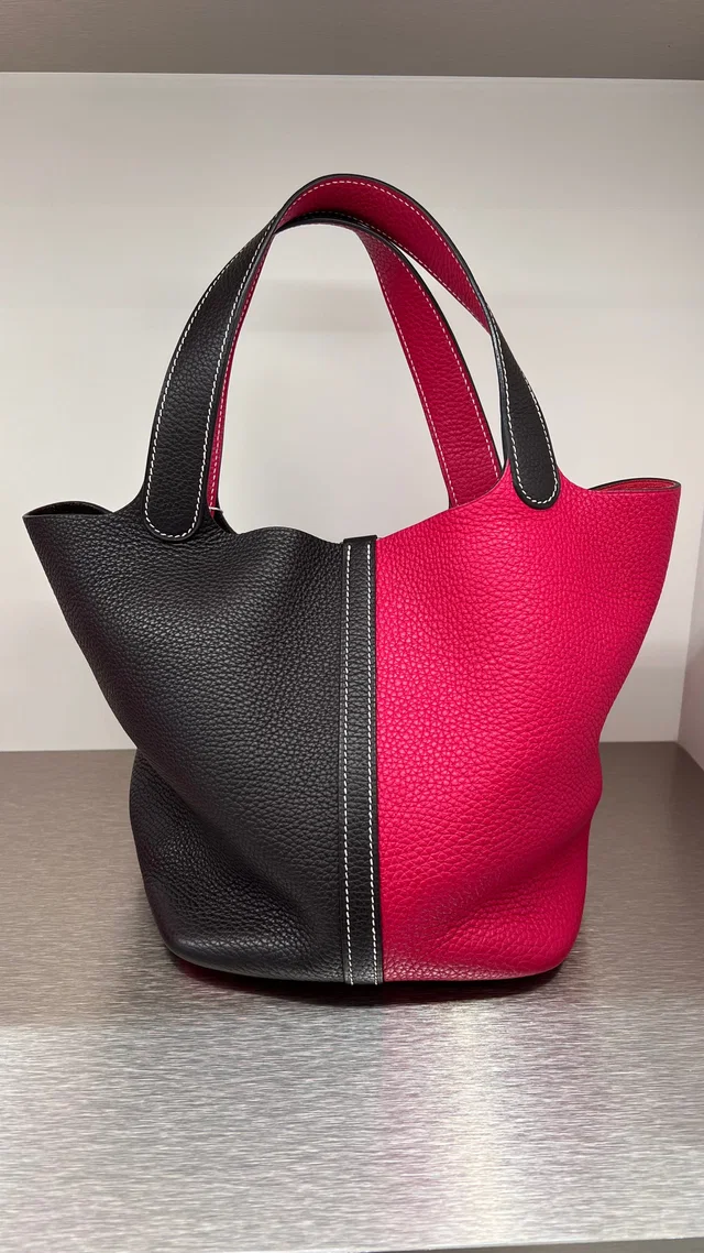 Hermès Picotin 22 Casaque Rose Extreme / Rouge Sellier Clemence PHW in Red Clemence leather from Luxury Promise
