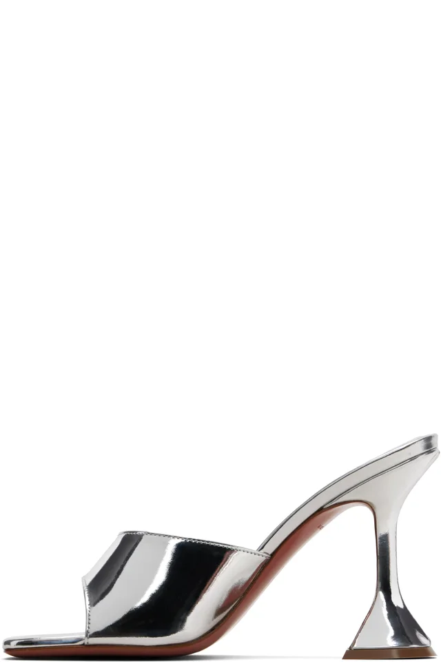 Amina Muaddi SSENSE Exclusive Silver Lupita Slipper 95 Heeled Sandals, photo 3 of 5 from SSENSE