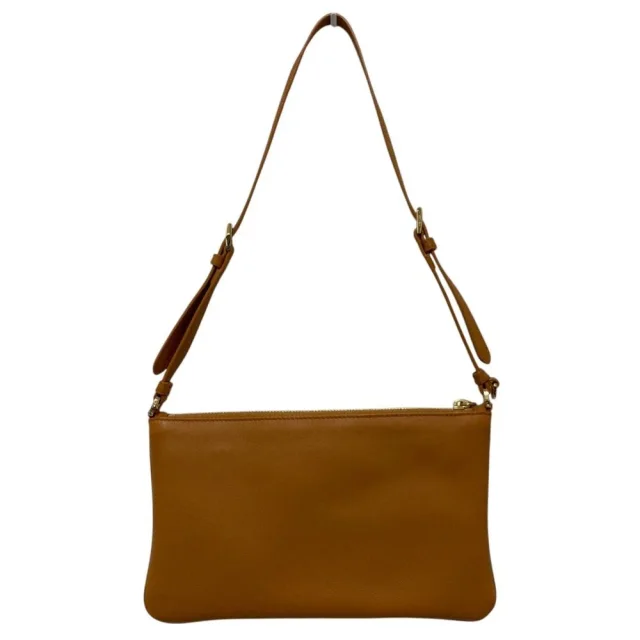 Prada Triangle Plate Soft Grain Leather Shoulder Bag in Brown Leather from LuxUness, photo 2 of 16