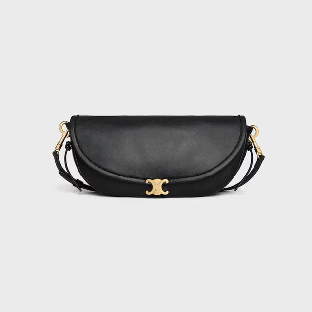 Celine Sculpted Gold Hardware Crossbody Bag — Black Leather in Black Leather from HEWI