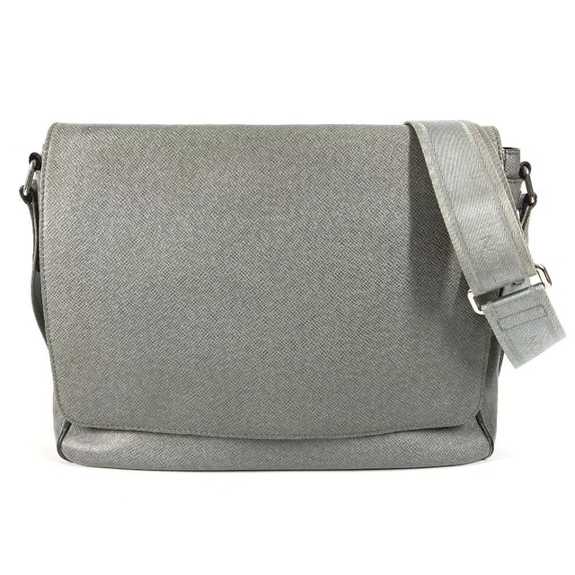 Louis Vuitton Shoulder Bag Roman MM Taiga Leather Glacier Gray in Grey Leather from The Reluxe