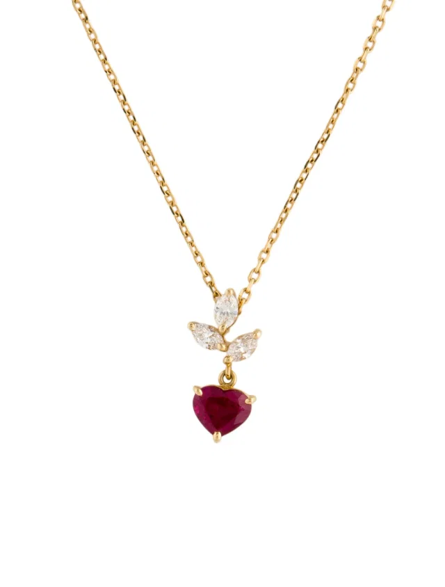 Mikimoto 18K 1.41ct Burmese Ruby & Diamond Pendant Necklace, 17" in multicolor from The RealReal