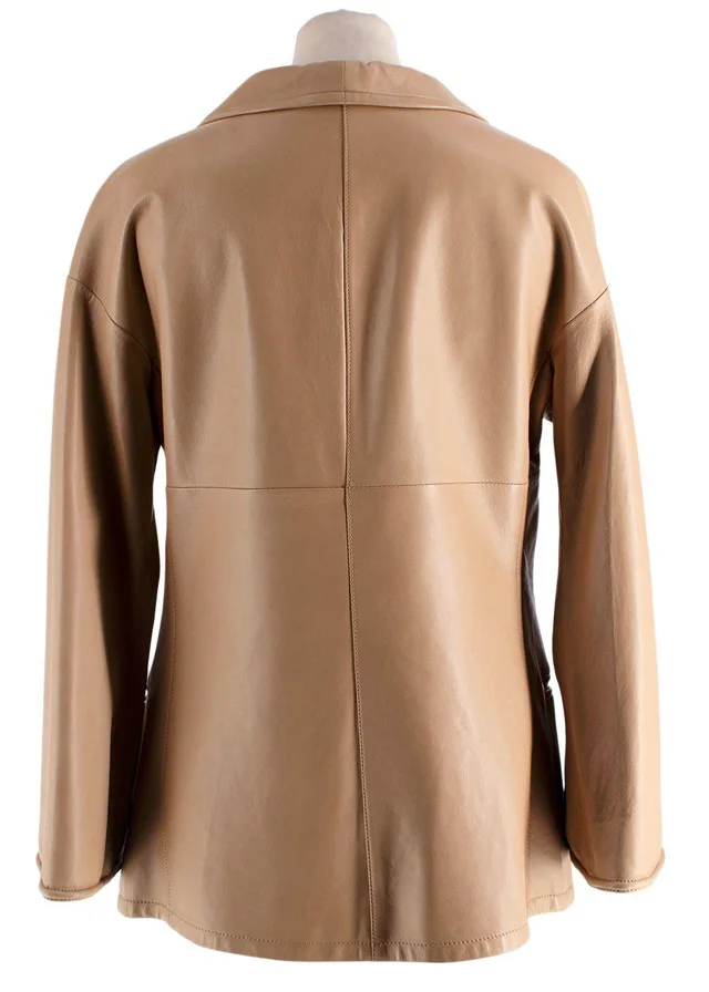 Giorgio Armani Beige Leather Blazer in Beige Leather from HEWI, photo 2 of 2