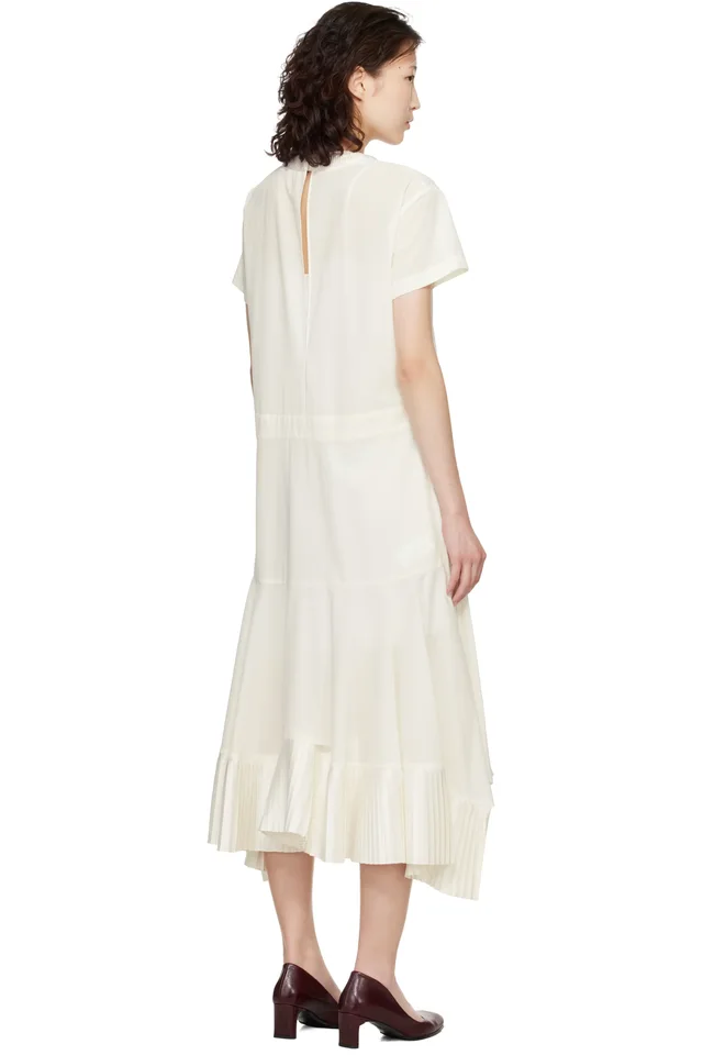 sacai Off-White Cotton Broadcloth Midi Dress, photo 3 of 4 from SSENSE