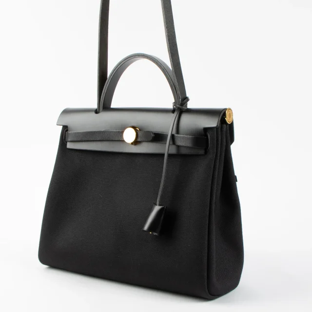 Hermès Herbag Zip 31 Black Toile Militaire/Hunter GHW in Black Canvas from Labellov, photo 3 of 8