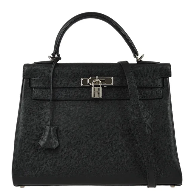Hermès 2004 Black Epsom Kelly 32 Retourne in Black Epsom leather from AMORE Vintage Tokyo