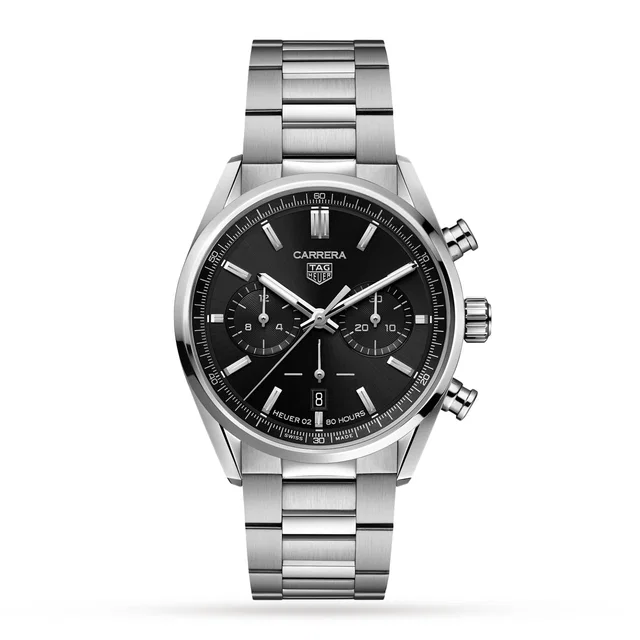 Carrera Calibre Heuer 02 Chronograph 42mm Mens Watch in silver|gray from WatchesOfSwitzerland