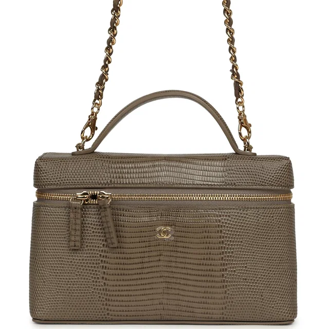 Chanel Top Handle Long Vanity Case in Green Calfskin from Madison Avenue Couture