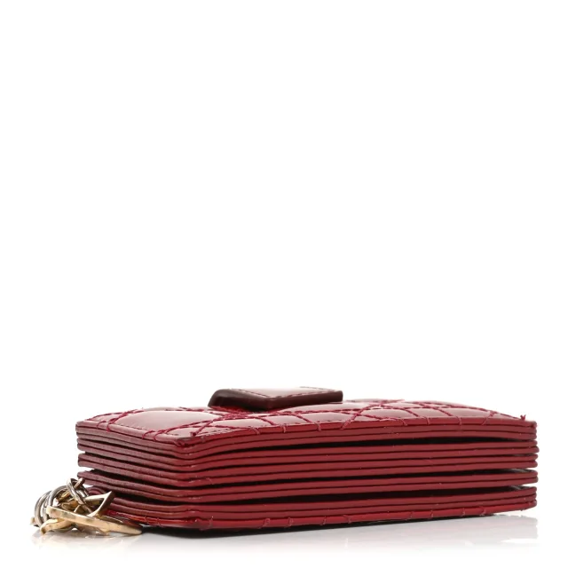 Patent Cannage Lady Dior 5-Gusset Card Holder Scarlet in Red Patent leather from FASHIONPHILE, photo 4 of 8