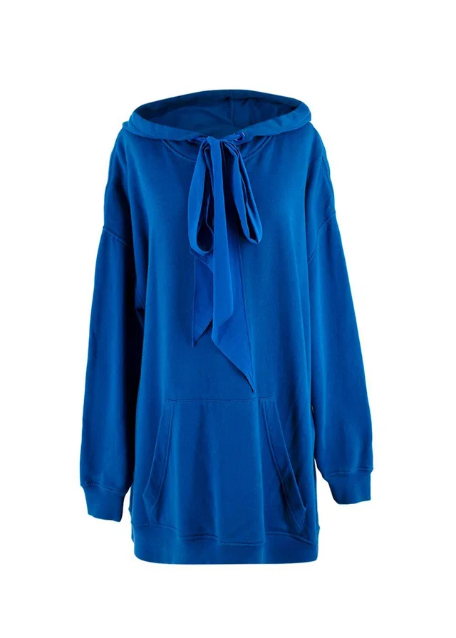 Givenchy Royal Blue Silk Tie Oversized Hoodie in Blue Silk from HEWI
