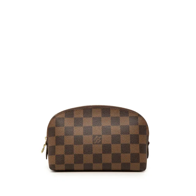 Brown Louis Vuitton Damier Ebene Cosmetic Pouch in Brown Canvas from Designer Revival