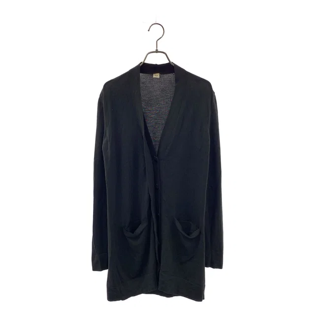 Hermès Gaultier Era Wool Fly Front V-neck Knit Cardigan Black in Black Wool from The Reluxe