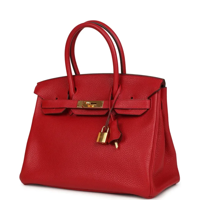 Hermès Birkin 30 Rouge Casaque Clemence Gold Hardware in Red Clemence from Madison Avenue Couture, photo 1 of 1