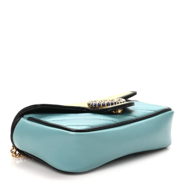 Gucci Azalea Calfskin Enamel Matelasse Diagonal Super Mini Torchon GG Marmont Shoulder Bag Butter… in Black Calfskin from FASHIONPHILE, photo 4 of 11