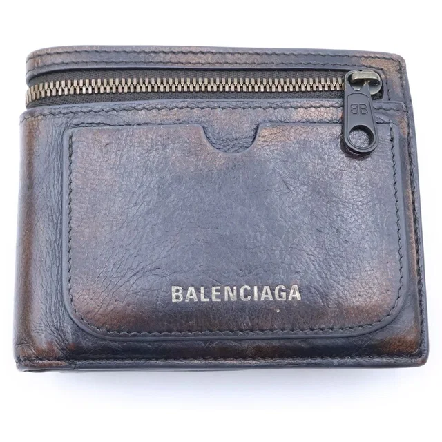 Balenciaga 26 SS Super SQ Wallet Square Folded Leather Bifold Brown in Brown Leather from The Reluxe