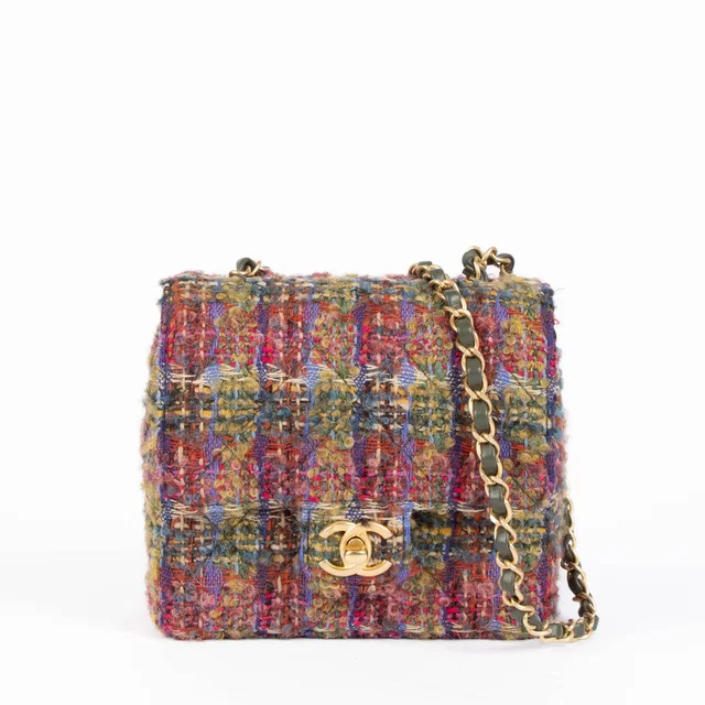 Chanel Tweed Mini Square Classic Handbag in Tweed from Labellov