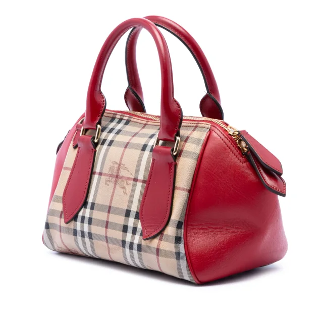Beige Burberry Small Haymarket Check Coated Canvas Blaze Satchel in Beige Coated canvas from Designer Revival, photo 2 of 6