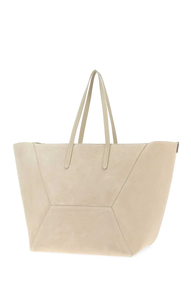 Brunello Cucinelli Geometric Suede Tote Bag — Beige in Beige Suede from HEWI, photo 2 of 2