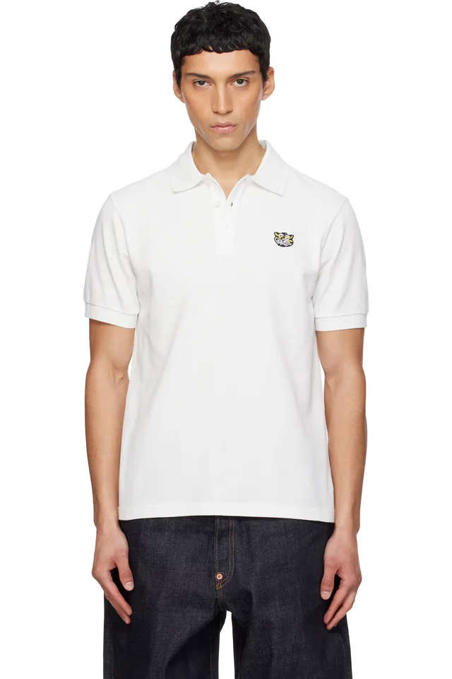 White Kenzo Paris 'KENZO Wild Tiger' Slim Polo, image 1 of 1 from SSENSE