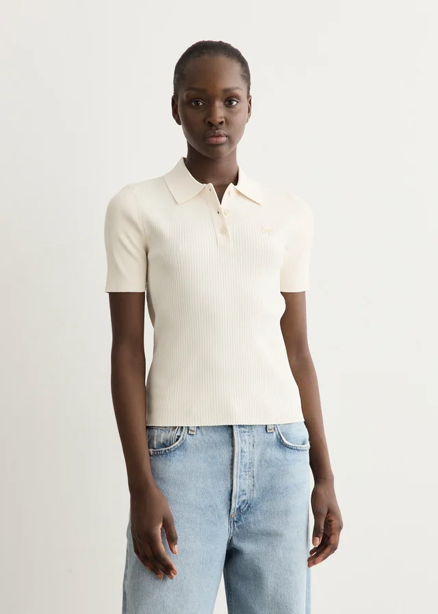 Maison Kitsune Baby Fox Pleat Rib Polo in Beige from Incu, photo 1 of 1