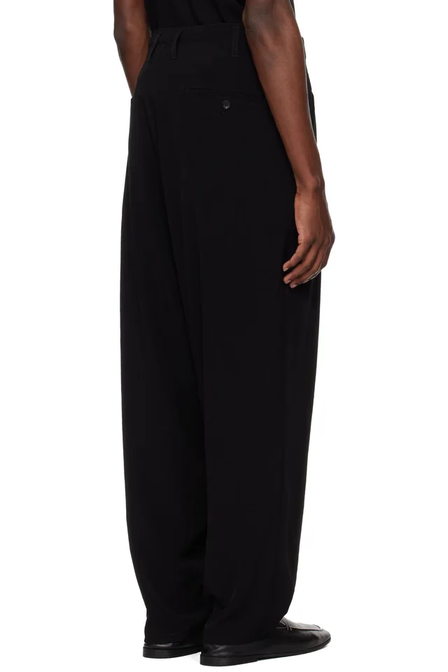 YOHJI YAMAMOTO Black TA Tuxedo 1 Tuck Trousers, photo 3 of 4 from SSENSE