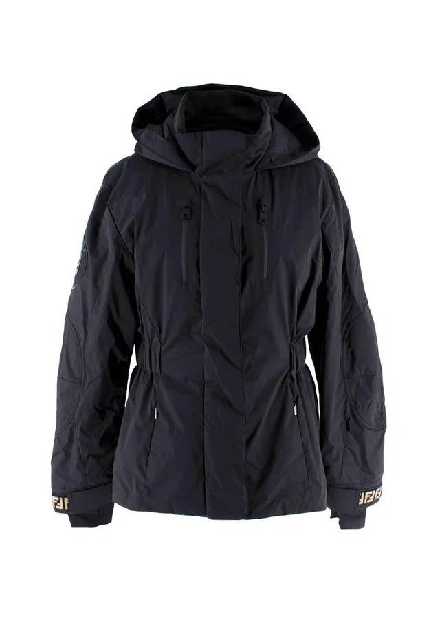 Fendi Black Hooded Ski Jacket in Black from HEWI