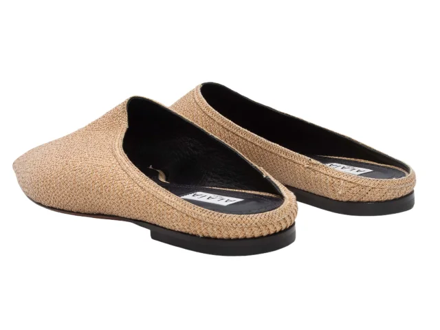 Alaia Raffia Square-Toe Slide Sandals Size 40 in Beige Raffia from Designer Revival, photo 4 of 5