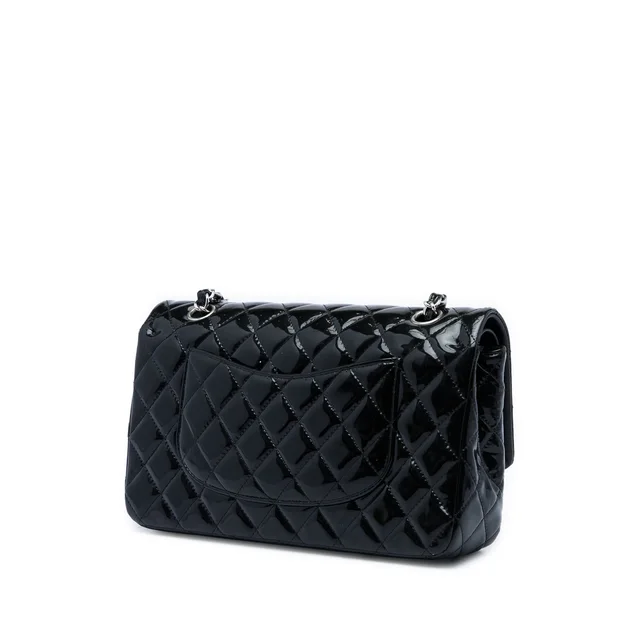 Black Chanel Medium Classic Patent Double Flap Shoulder Bag in Black Patent leather from Designer Revival, photo 2 of 2