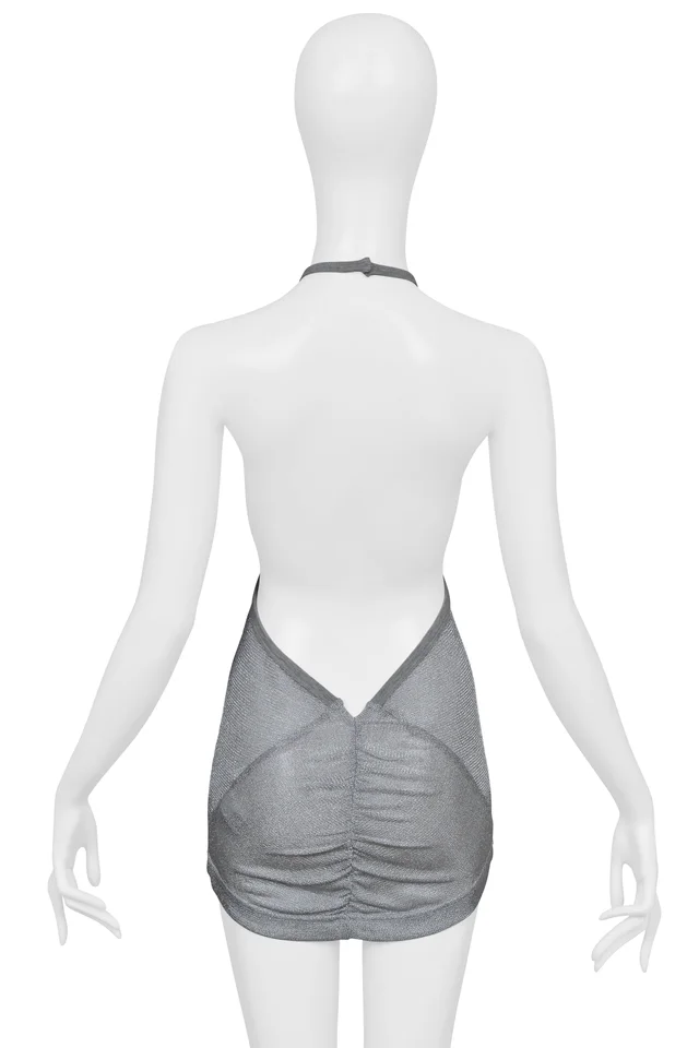 Dolce & Gabbana Silver Lame Racer Back Tank With Gathers At The Back 2003 in Silver from Resurrection Vintage, photo 2 of 2