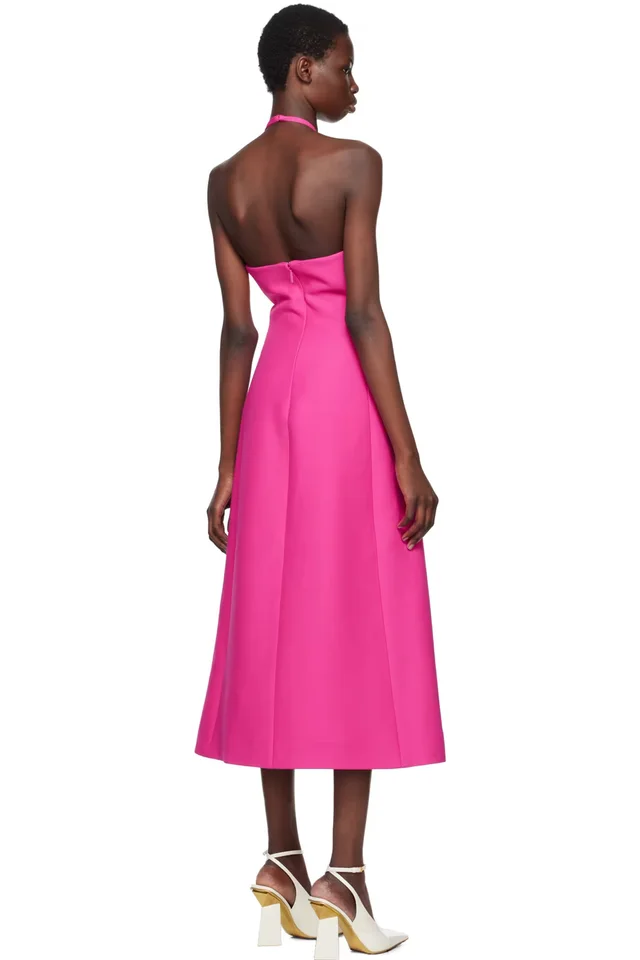 Valentino Pink Crepe Couture Midi Dress, photo 3 of 4 from SSENSE