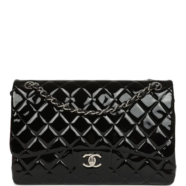 Chanel Jumbo Classic Double Flap Bag Black Patent Silver Hardware in Black Patent leather from Madison Avenue Couture