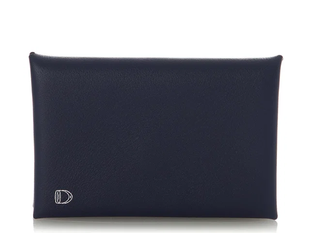 Hermès SO Bleu Encre and Bleu Jean Swift Calvi Verso Card Holder in Blue Swift leather from Ann's Fabulous Finds