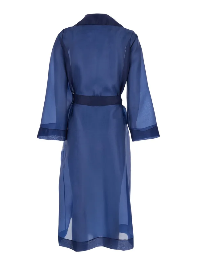 LEPLAIN Blue Light Trench with Notched Revers and Front Belt Closure in Tech Fabric Woman in Blue 100% Polyester, photo 4 of 6 from Gaudenzi Boutique