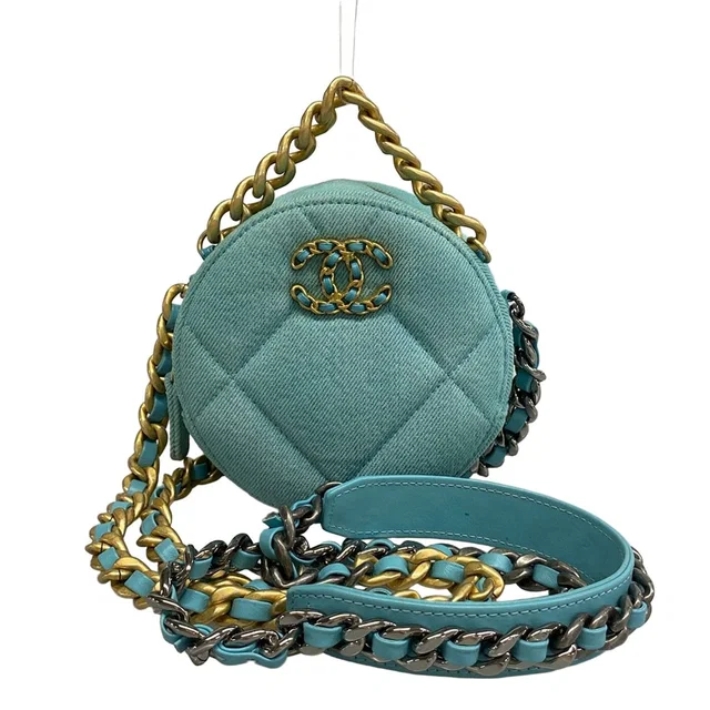 Shoulder Bag Chanel 19 Light Blue Chain in Blue Canvas from The Reluxe